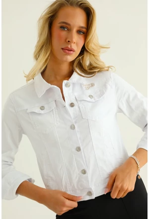 WHITE Hímzett Farmerdzseki