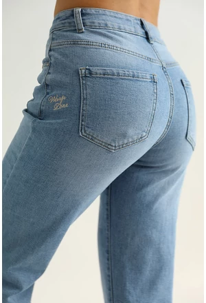 RIBBON Hímzett Farmernadrág